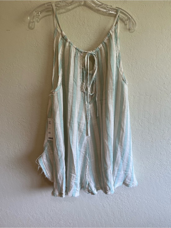 Urban Outfitters Pants - Out from under Lightweight Striped Tie-back Romper - Mint & White L-NWT